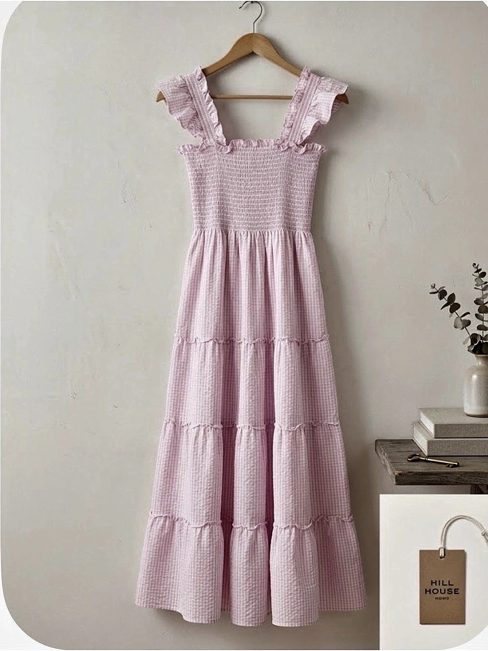 Hill House Pink Gingham Ellie Nap Dress XXS Cottagecore Smocked Midi Pockets